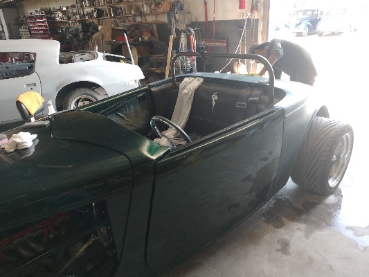 Driver's side, Fiberglass, Body, and Paint Prep, 121 Rod & Restoration. Finish