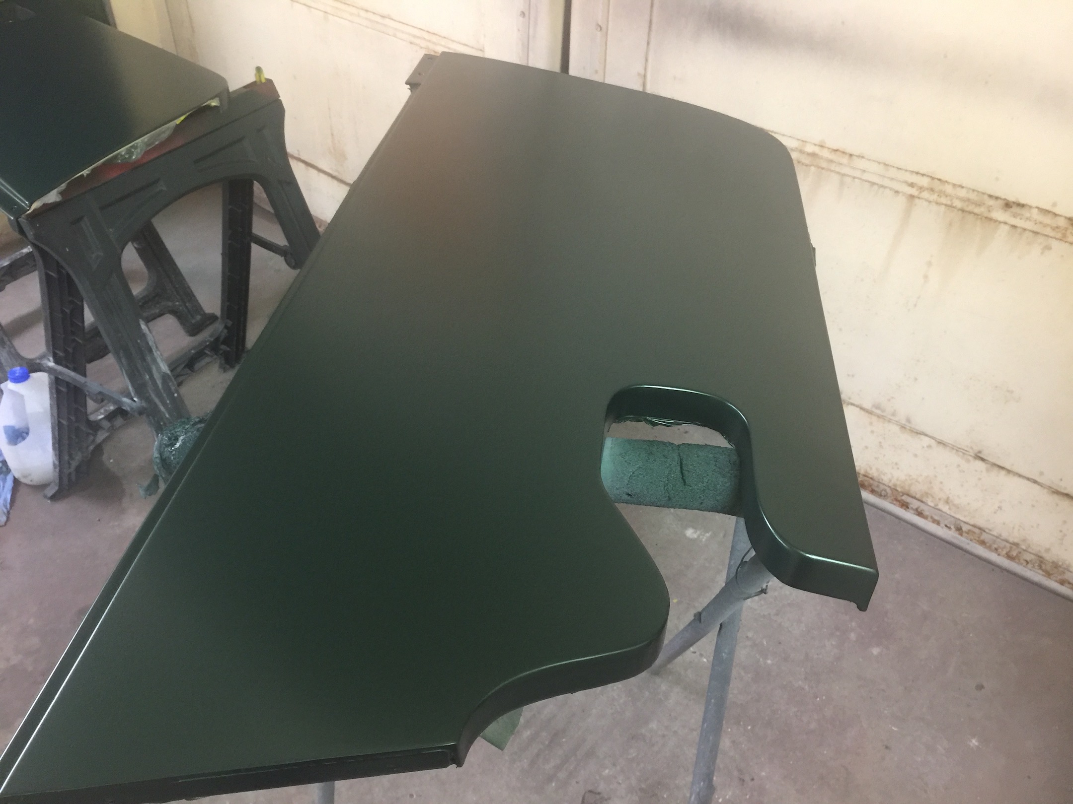 Engine Compartment Skirt, Fiberglass, Body, and Paint Prep, 121 Rod & Restoration. Color Coating.