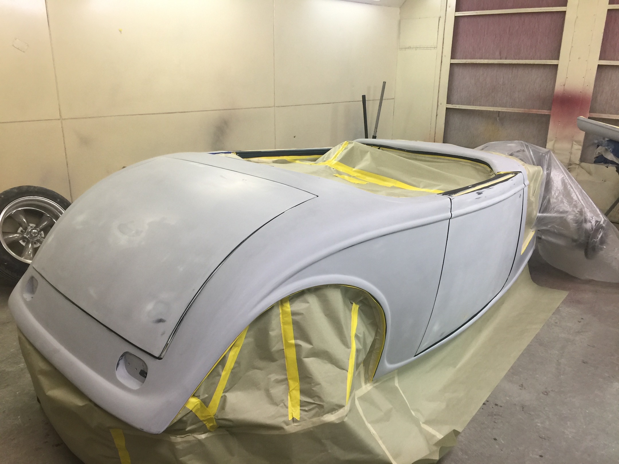 Fiberglass, Body, and Paint Prep, 121 Rod & Restoration. Primer Coat