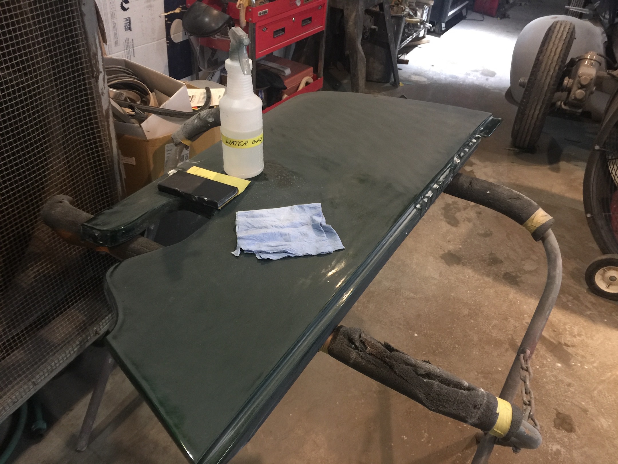 Engine compartment skirt, Fiberglass, Body, and Paint Prep, 121 Rod & Restoration. Color Coating.