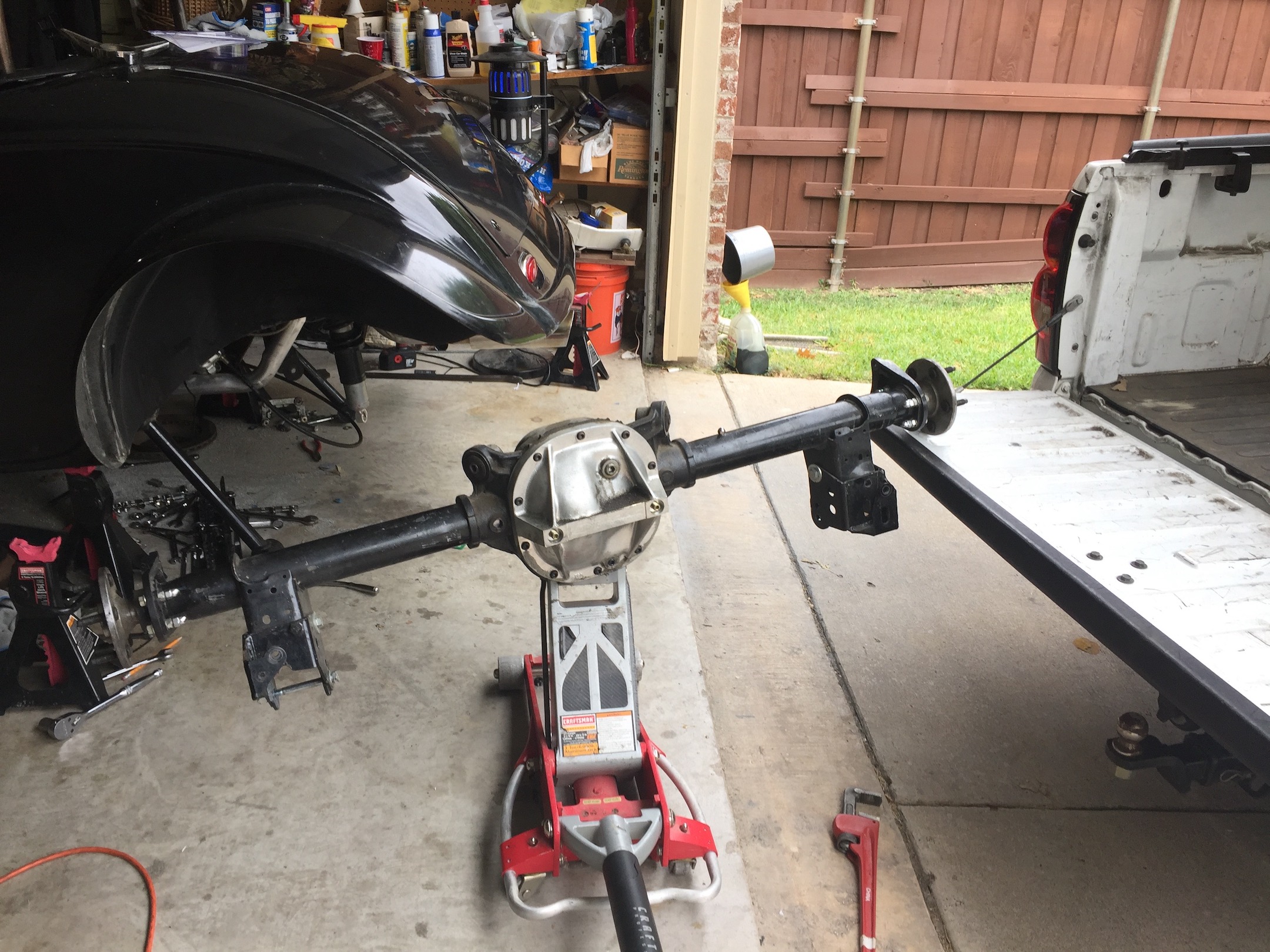 Ford 8.8 Rear with Innovative Rodding Specialist's adjustable 4-link. Ready to go in. It ain't as easy as you see in the manual once the car has been running a while.