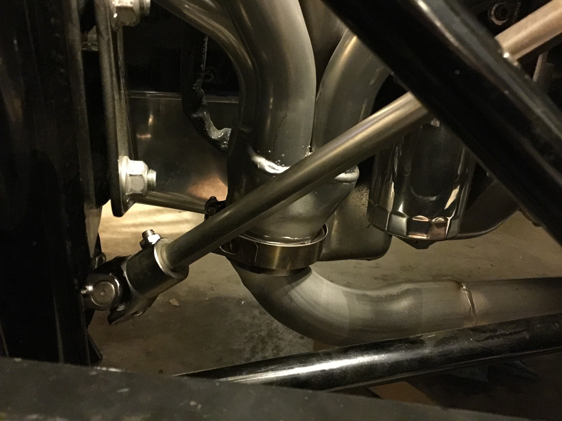 Custom Exhaust using flange connectors from front to rear.