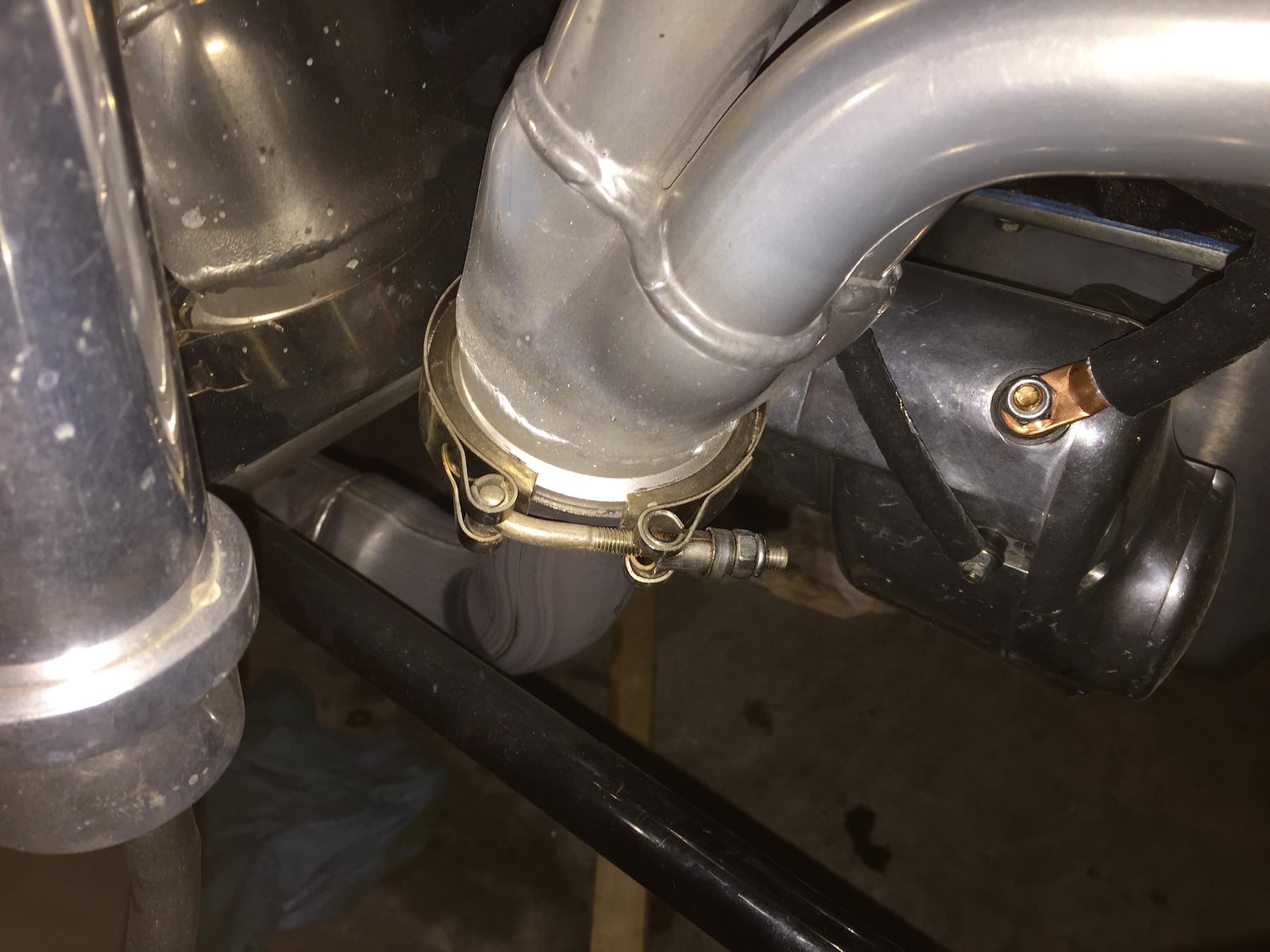 Custom Exhaust using flange connectors from front to rear.